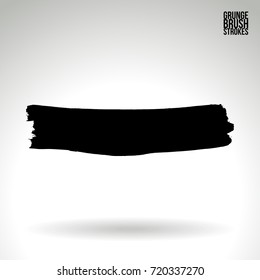 Black brush stroke and texture. Grunge vector abstract hand - painted element. Underline and border design.