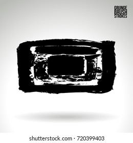 Black brush stroke and texture. Grunge vector abstract hand - painted element. Underline and border design.
