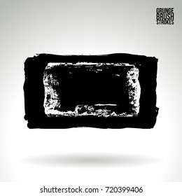 Black brush stroke and texture. Grunge vector abstract hand - painted element. Underline and border design.