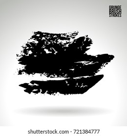 Black brush stroke and texture. Grunge vector abstract hand - painted element. Underline and border design.