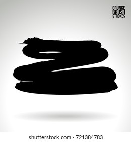 Black brush stroke and texture. Grunge vector abstract hand - painted element. Underline and border design.