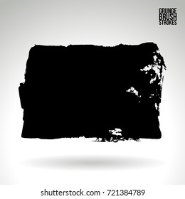 Black brush stroke and texture. Grunge vector abstract hand - painted element. Underline and border design.