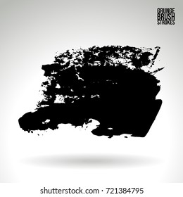 Black brush stroke and texture. Grunge vector abstract hand - painted element. Underline and border design.