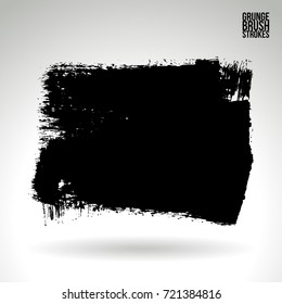 Black brush stroke and texture. Grunge vector abstract hand - painted element. Underline and border design.