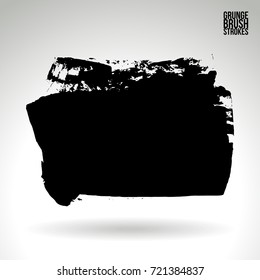 Black brush stroke and texture. Grunge vector abstract hand - painted element. Underline and border design.
