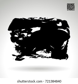 Black brush stroke and texture. Grunge vector abstract hand - painted element. Underline and border design.