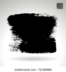 Black brush stroke and texture. Grunge vector abstract hand - painted element. Underline and border design.