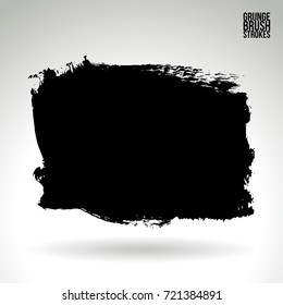 Black brush stroke and texture. Grunge vector abstract hand - painted element. Underline and border design.