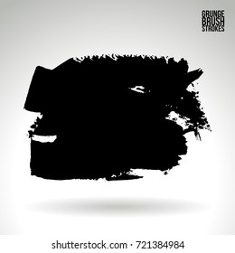 Black brush stroke and texture. Grunge vector abstract hand - painted element. Underline and border design.