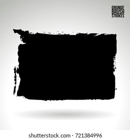 Black brush stroke and texture. Grunge vector abstract hand - painted element. Underline and border design.