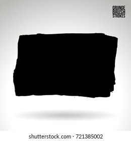 Black brush stroke and texture. Grunge vector abstract hand - painted element. Underline and border design.