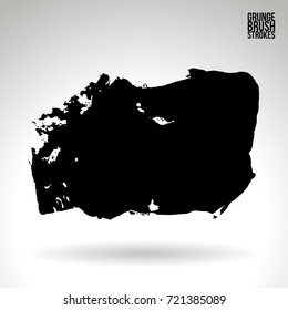 Black brush stroke and texture. Grunge vector abstract hand - painted element. Underline and border design.
