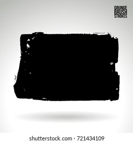 Black brush stroke and texture. Grunge vector abstract hand - painted element. Underline and border design.