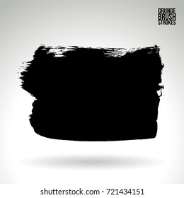 Black brush stroke and texture. Grunge vector abstract hand - painted element. Underline and border design.