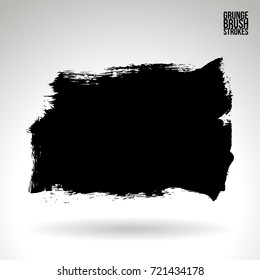 Black brush stroke and texture. Grunge vector abstract hand - painted element. Underline and border design.
