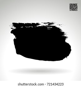 Black brush stroke and texture. Grunge vector abstract hand - painted element. Underline and border design.