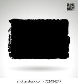 Black brush stroke and texture. Grunge vector abstract hand - painted element. Underline and border design.
