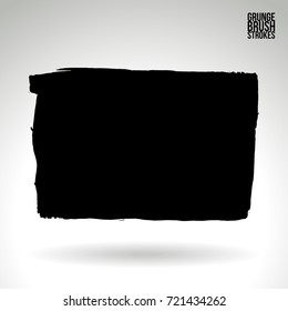 Black brush stroke and texture. Grunge vector abstract hand - painted element. Underline and border design.
