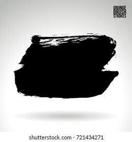 Black brush stroke and texture. Grunge vector abstract hand - painted element. Underline and border design.