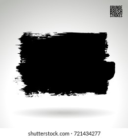 Black brush stroke and texture. Grunge vector abstract hand - painted element. Underline and border design.