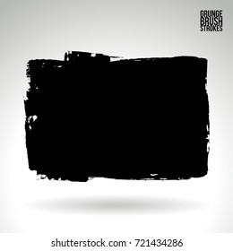 Black brush stroke and texture. Grunge vector abstract hand - painted element. Underline and border design.