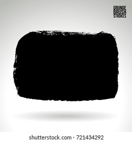Black brush stroke and texture. Grunge vector abstract hand - painted element. Underline and border design.