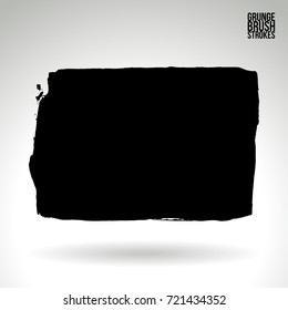 Black brush stroke and texture. Grunge vector abstract hand - painted element. Underline and border design.
