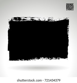 Black brush stroke and texture. Grunge vector abstract hand - painted element. Underline and border design.