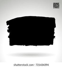 Black brush stroke and texture. Grunge vector abstract hand - painted element. Underline and border design.