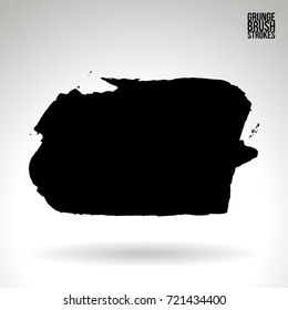 Black brush stroke and texture. Grunge vector abstract hand - painted element. Underline and border design.