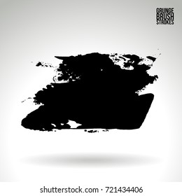 Black brush stroke and texture. Grunge vector abstract hand - painted element. Underline and border design.