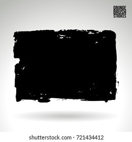 Black brush stroke and texture. Grunge vector abstract hand - painted element. Underline and border design.
