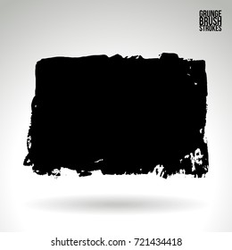 Black brush stroke and texture. Grunge vector abstract hand - painted element. Underline and border design.