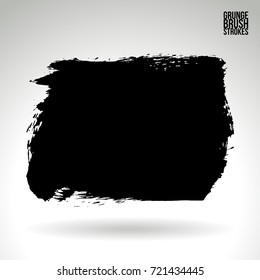 Black brush stroke and texture. Grunge vector abstract hand - painted element. Underline and border design.