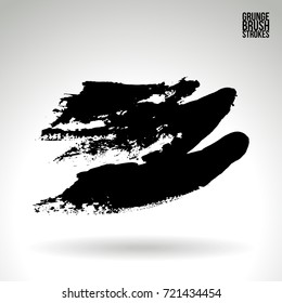 Black brush stroke and texture. Grunge vector abstract hand - painted element. Underline and border design.