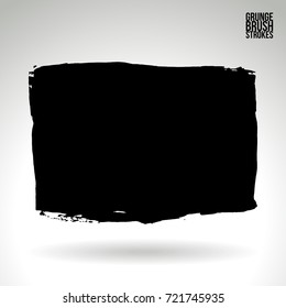 Black brush stroke and texture. Grunge vector abstract hand - painted element. Underline and border design.