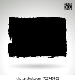 Black brush stroke and texture. Grunge vector abstract hand - painted element. Underline and border design.