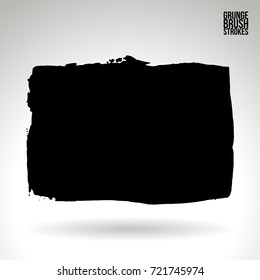 Black brush stroke and texture. Grunge vector abstract hand - painted element. Underline and border design.