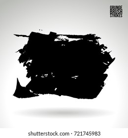 Black brush stroke and texture. Grunge vector abstract hand - painted element. Underline and border design.