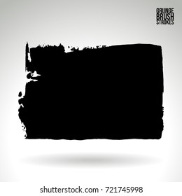 Black brush stroke and texture. Grunge vector abstract hand - painted element. Underline and border design.