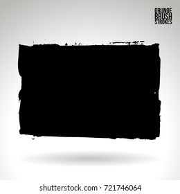 Black brush stroke and texture. Grunge vector abstract hand - painted element. Underline and border design.