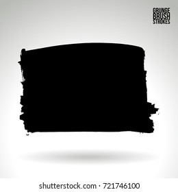 Black brush stroke and texture. Grunge vector abstract hand - painted element. Underline and border design.
