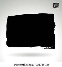Black brush stroke and texture. Grunge vector abstract hand - painted element. Underline and border design.