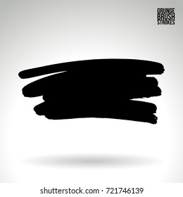 Black brush stroke and texture. Grunge vector abstract hand - painted element. Underline and border design.
