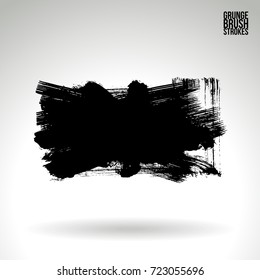 Black brush stroke and texture. Grunge vector abstract hand - painted element. Underline and border design.