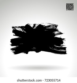 Black brush stroke and texture. Grunge vector abstract hand - painted element. Underline and border design.