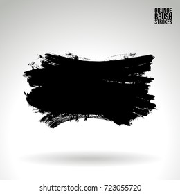 Black brush stroke and texture. Grunge vector abstract hand - painted element. Underline and border design.