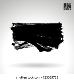 Black brush stroke and texture. Grunge vector abstract hand - painted element. Underline and border design.