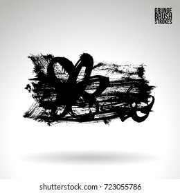 Black brush stroke and texture. Grunge vector abstract hand - painted element. Underline and border design.