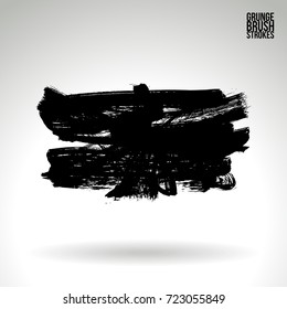 Black brush stroke and texture. Grunge vector abstract hand - painted element. Underline and border design.
